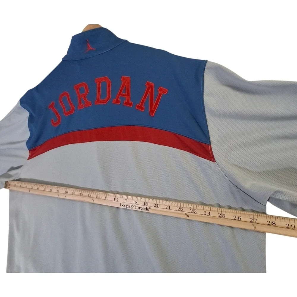 Jordan Mens Full Zip Track Jacket Gray Blue Red Spellout Jumpman XXL Mesh Coat